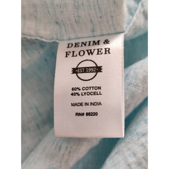 Mens Denim & Flower Ricky Singh Blue-Green Button Down Shirt sz M Slim Fit - Picture 7 of 8